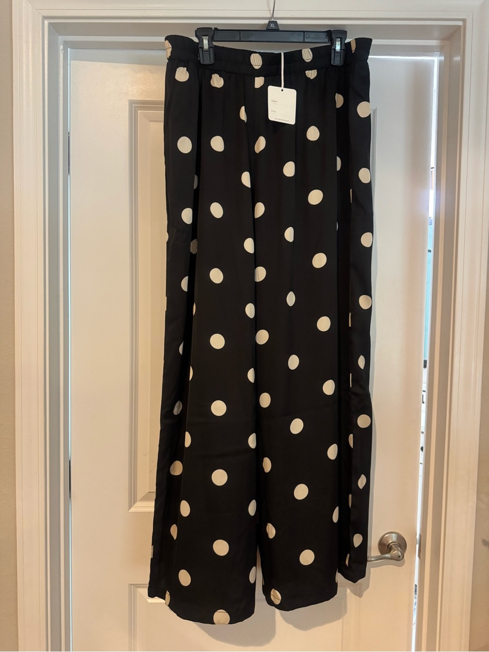 DAVI & DANI Black Wide-Leg Polka Dot Pants